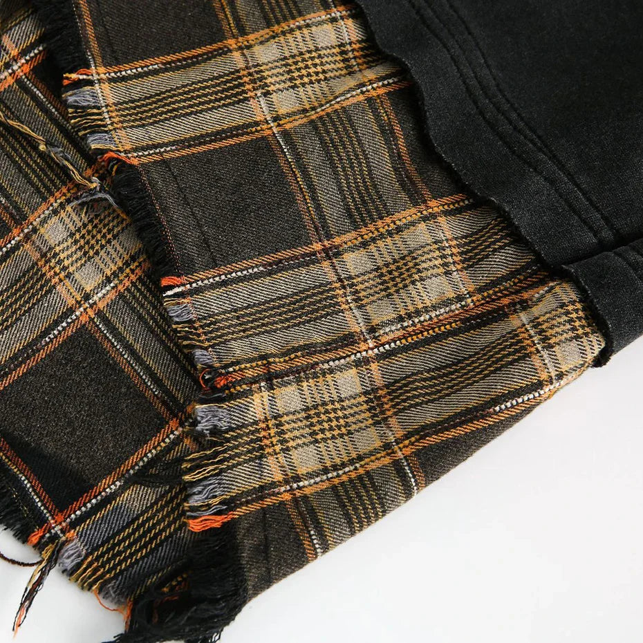 False Two Pieces Plaid Pullover Sweatshirt - Sneakernational