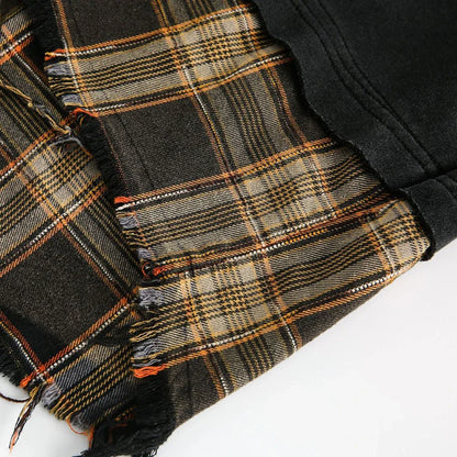 False Two Pieces Plaid Pullover Sweatshirt - Sneakernational