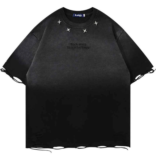 Tie-Die Metal Star Ripped T-Shirt