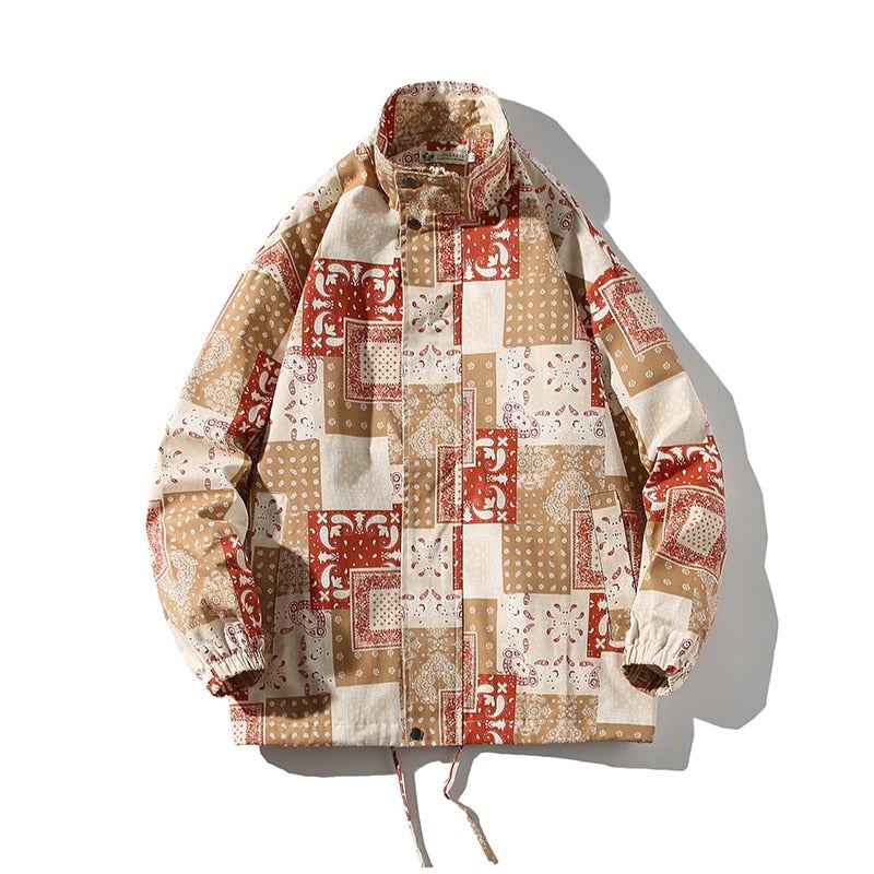Seamless Stencil Design Round Collar Overshirt