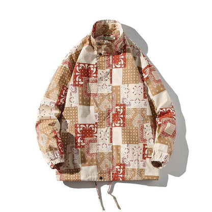 Seamless Stencil Design Round Collar Overshirt