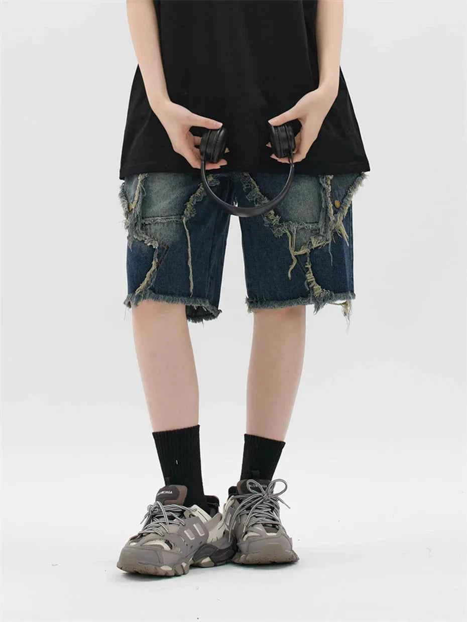 Blue Denim Tassel Star Shorts