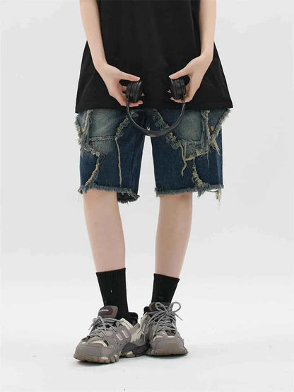 Blue Denim Tassel Star Shorts