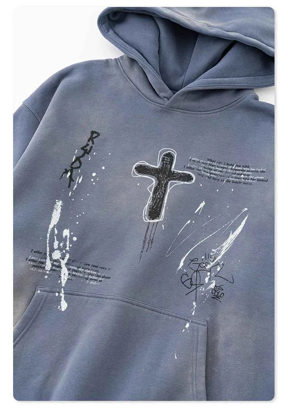 Crucifix Cross Graphic Pullover Hoodie