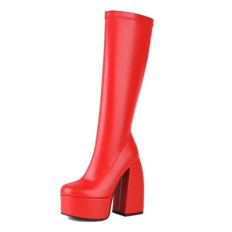 DAENE Knee-High Platform Heel Boots - Sneakernational