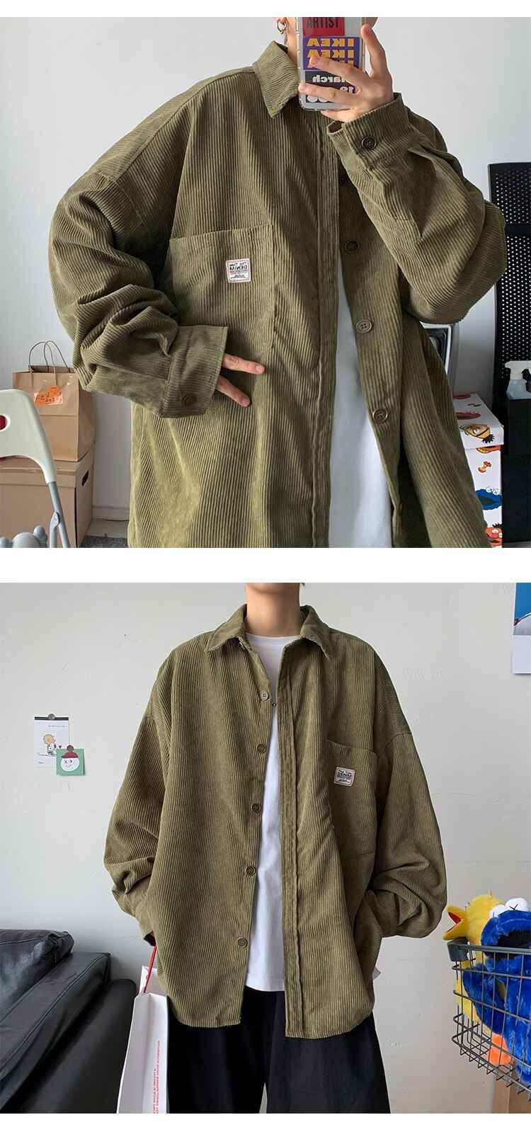 Corduroy Velvet Collar Shirt