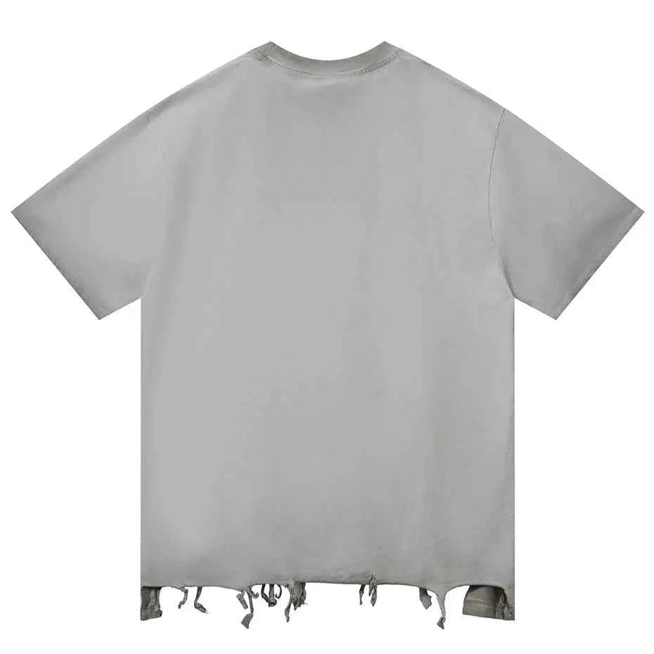 Plain Color Ripped Oversized T-Shirt