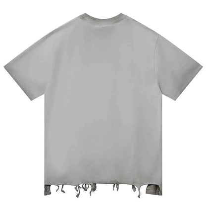 Plain Color Ripped Oversized T-Shirt