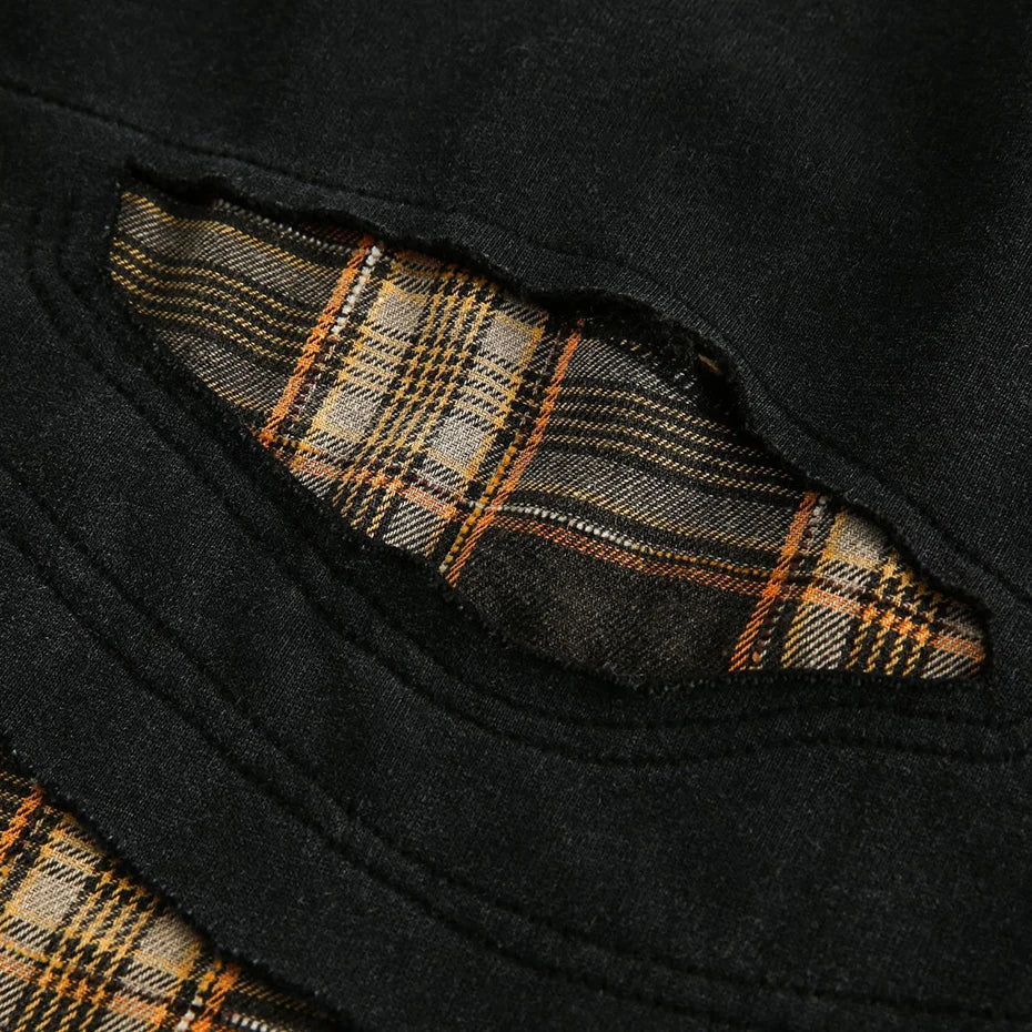 False Two Pieces Plaid Pullover Sweatshirt - Sneakernational