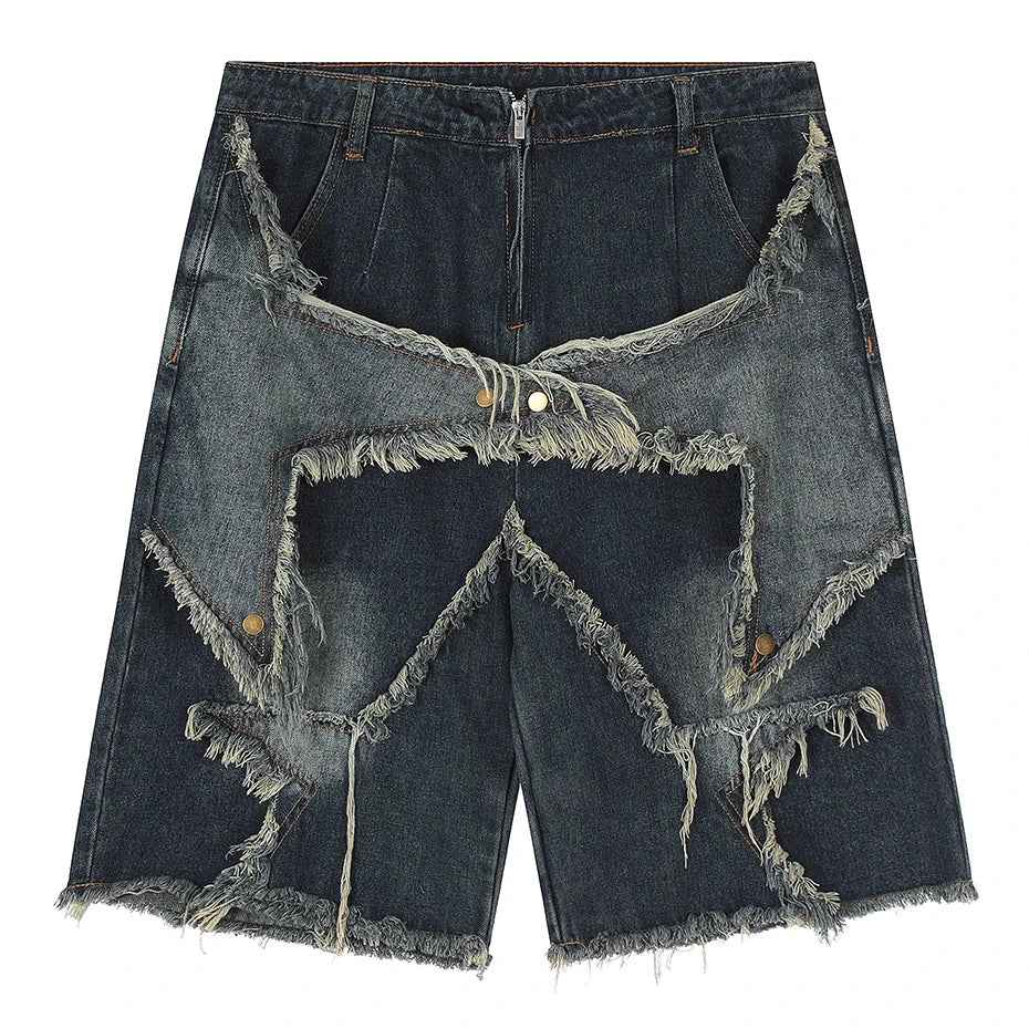 Blue Denim Tassel Star Shorts