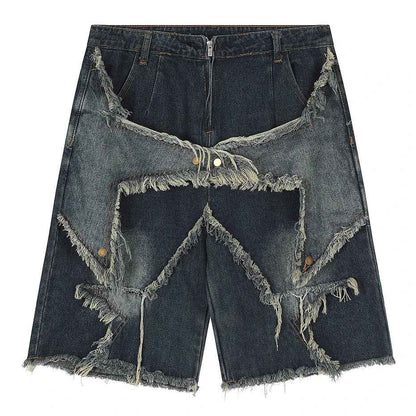 Blue Denim Tassel Star Shorts