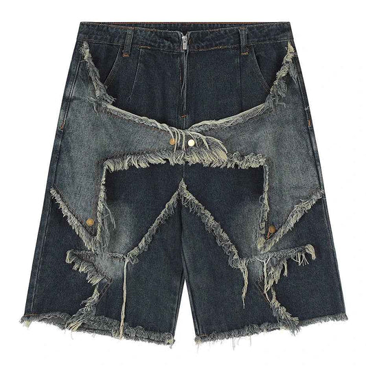 Blue Denim Tassel Star Shorts