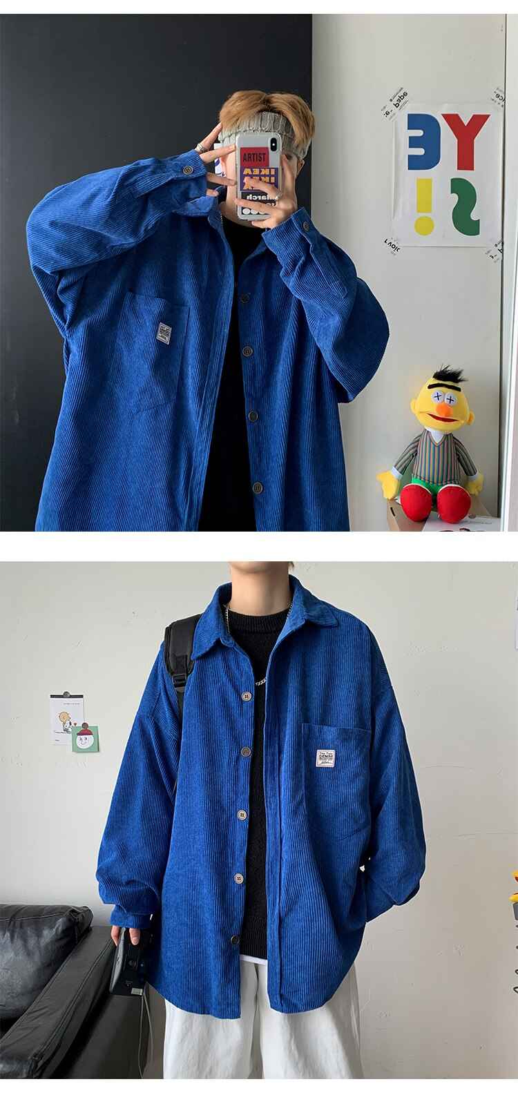 Corduroy Velvet Collar Shirt