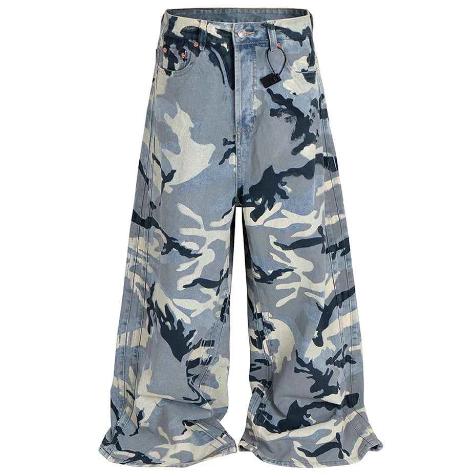 Blue Camo Wide Leg Pants