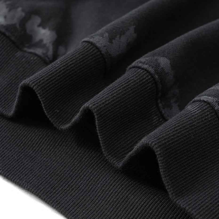 Coal Black Striped Sleeves Hoodie