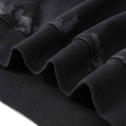 Coal Black Striped Sleeves Hoodie