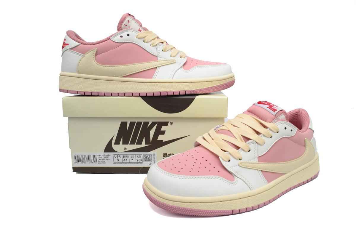Custom Travis Scott x Air Jordan 1 Low OG White Pink