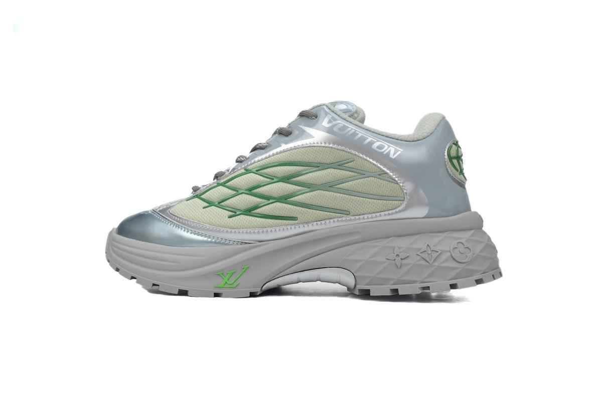 Custom LV Discovery Lace Up White Silver Green