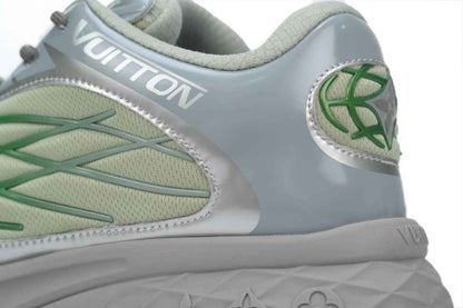 Custom LV Discovery Lace Up White Silver Green