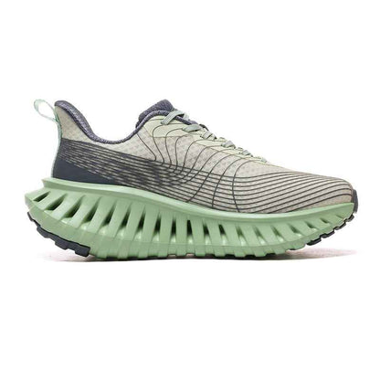Swag Chic green and gray sneakers with unique ventilated sole design and lace-up closure