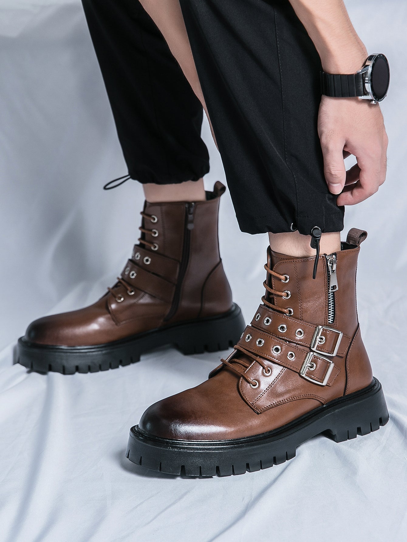 MLB LTHR-10 Dual-Buckle Combat Boots - Sneakernational